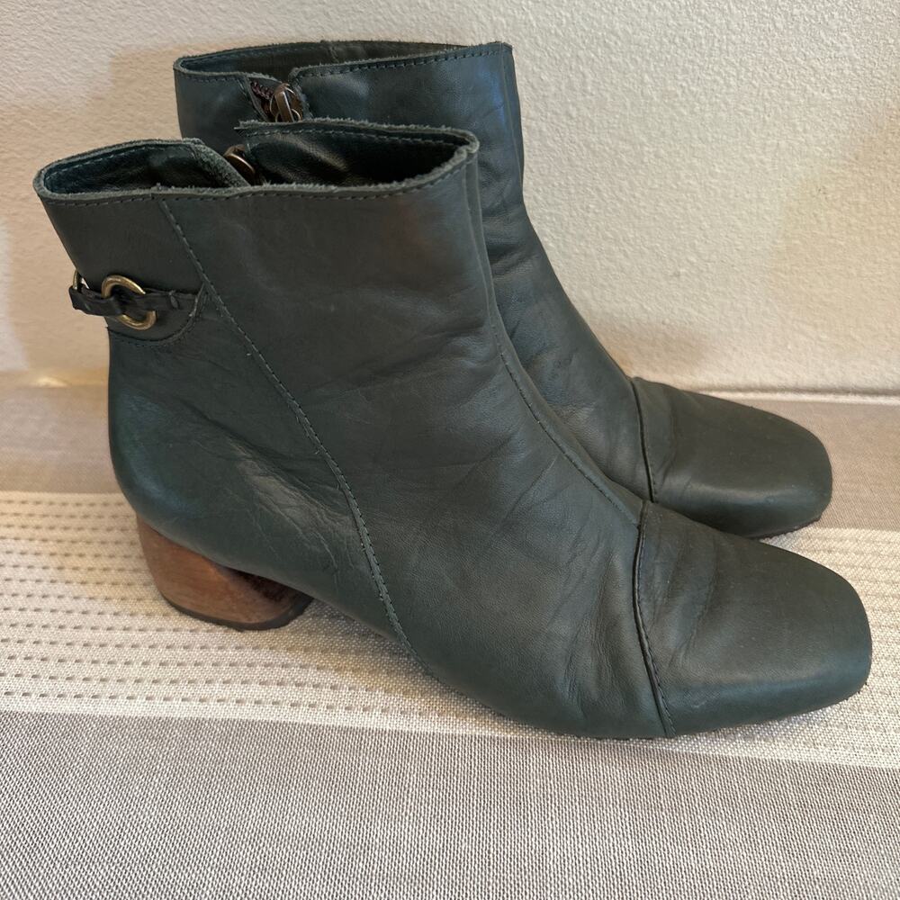 Sergio Tomani Green Leather Eclectic Ankle Boots Size 38/ US 7.5